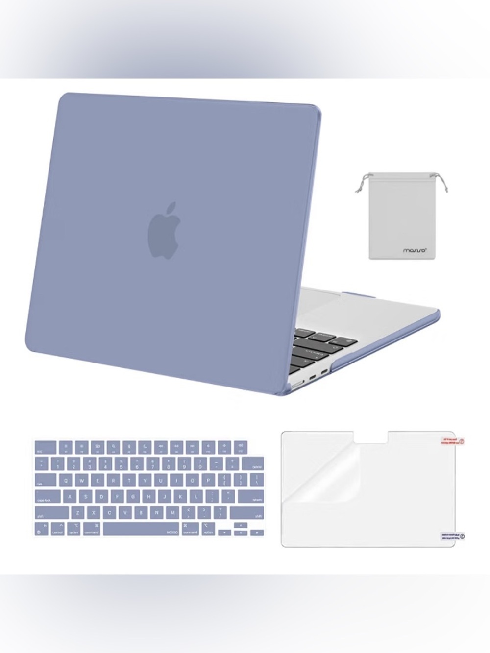 🆕-MacBook Lavender Protective Case with Keyboard Cover and Screen Protector